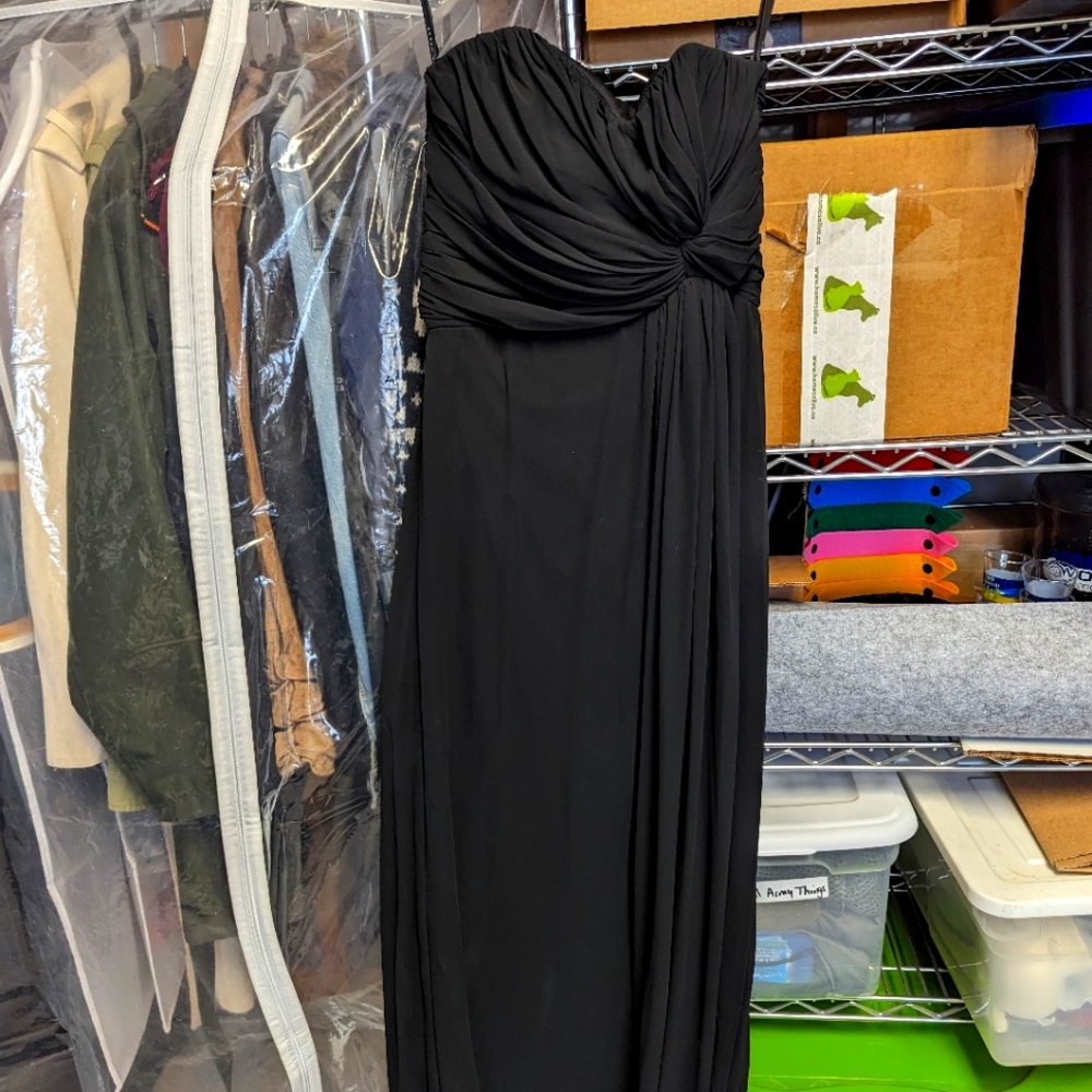 After Six strapless formal gown, black, size 2